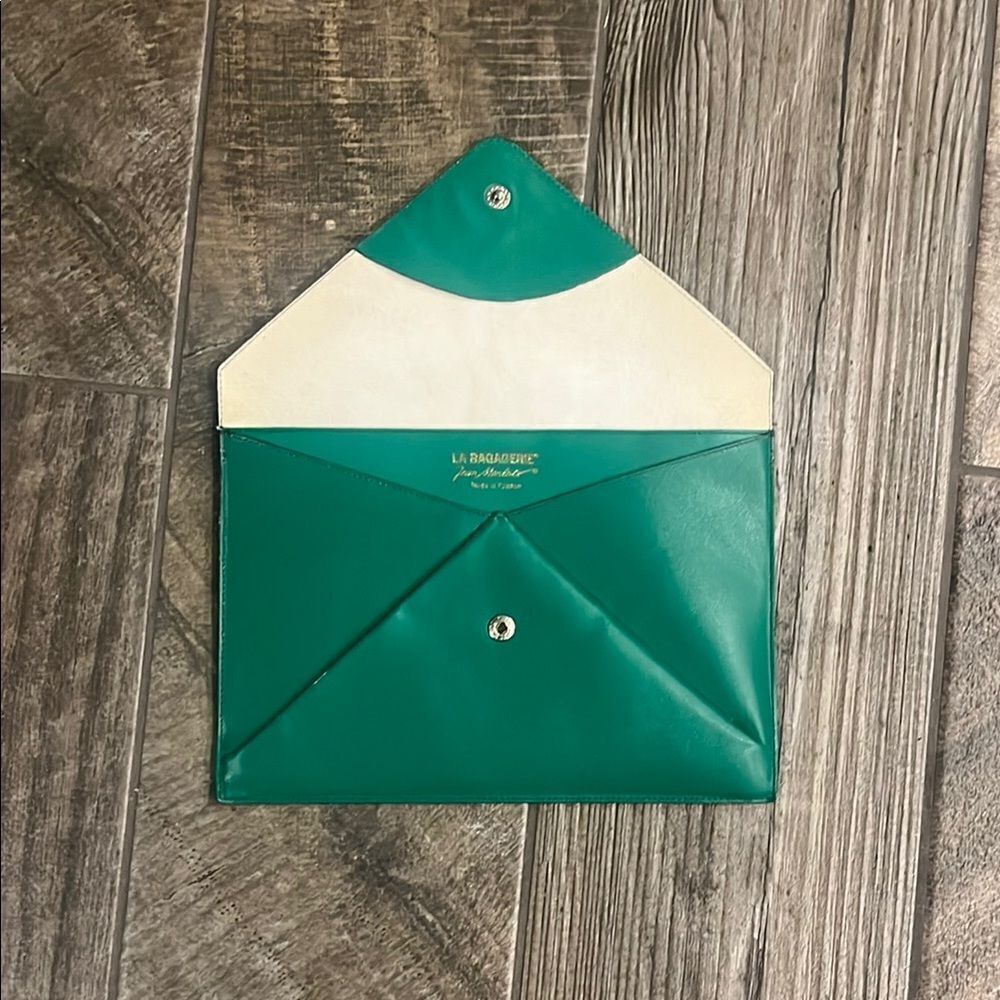Vintage LA BAGAGERIE Jean Marlaix, Paris France leather Envelope Clutch 10x7”